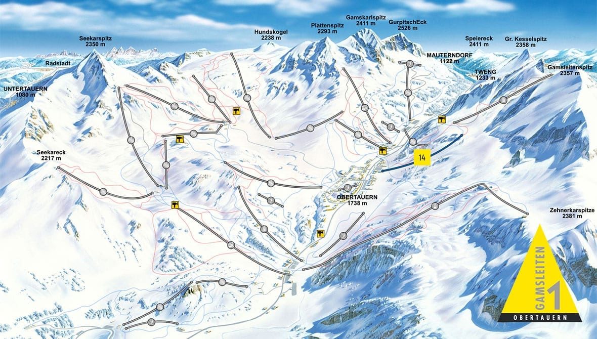 Pistenplan - Gamsleiten 1, Obertauern Pistenplan - Gamsleiten 1, Obertauern